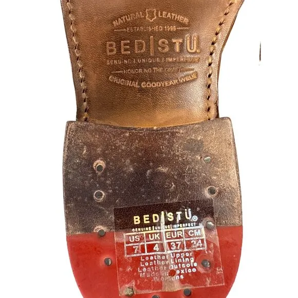 Bed|Stu Women's Lita Tan Rustic Leather Wingtip Oxford Shoes Vibram Size 7