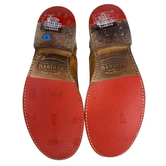 Bed|Stu Women's Lita Tan Rustic Leather Wingtip Oxford Shoes Vibram Size 7