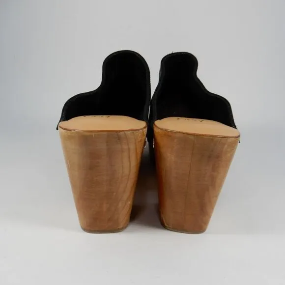 Beek Woodpecker Clogs Mules Size 10 Studded Wood Platform Black Leather NEW $320