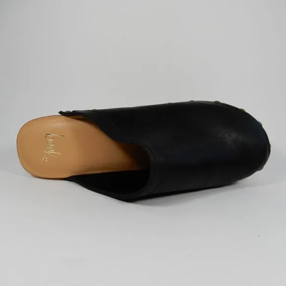 Beek Woodpecker Clogs Mules Size 10 Studded Wood Platform Black Leather NEW $320