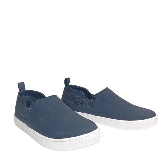 Bella Vita Kiona Sneakers Womens 8 Wide Navy Blue Faux Leather Slip On Sneakers