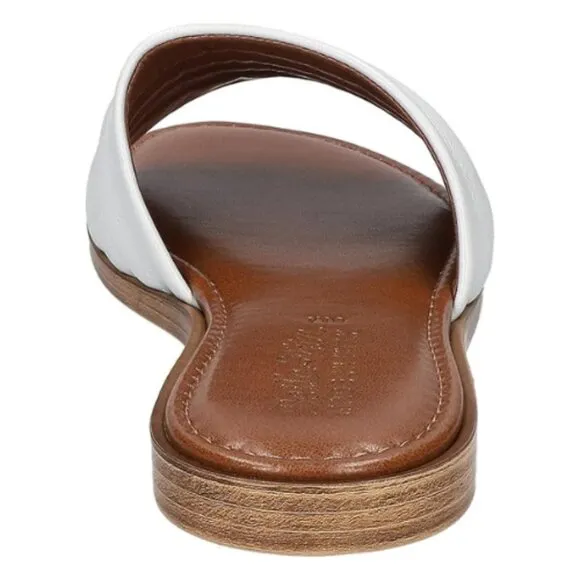 Bella vita Women's Rya-Italy Flat Sandal White Italian Leather Size 6.5 WW