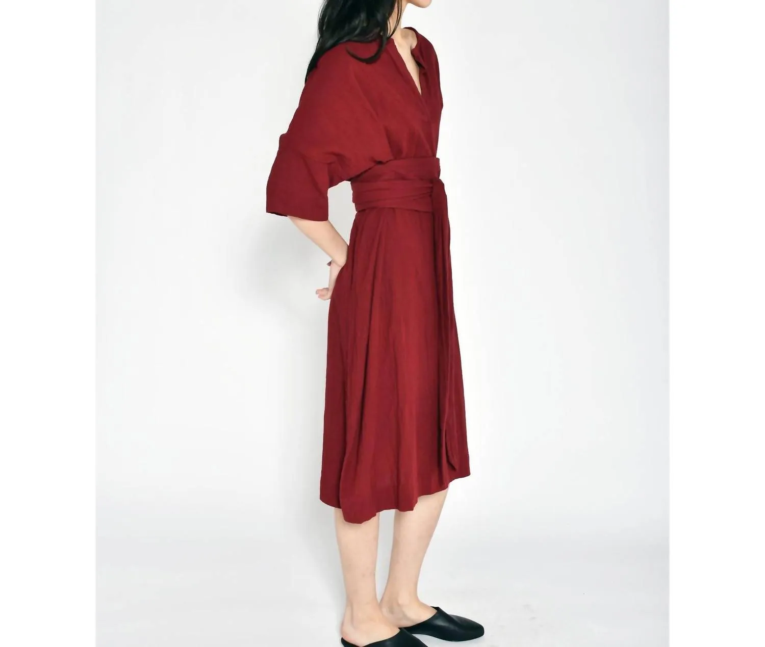 Belt Dress In Garnet