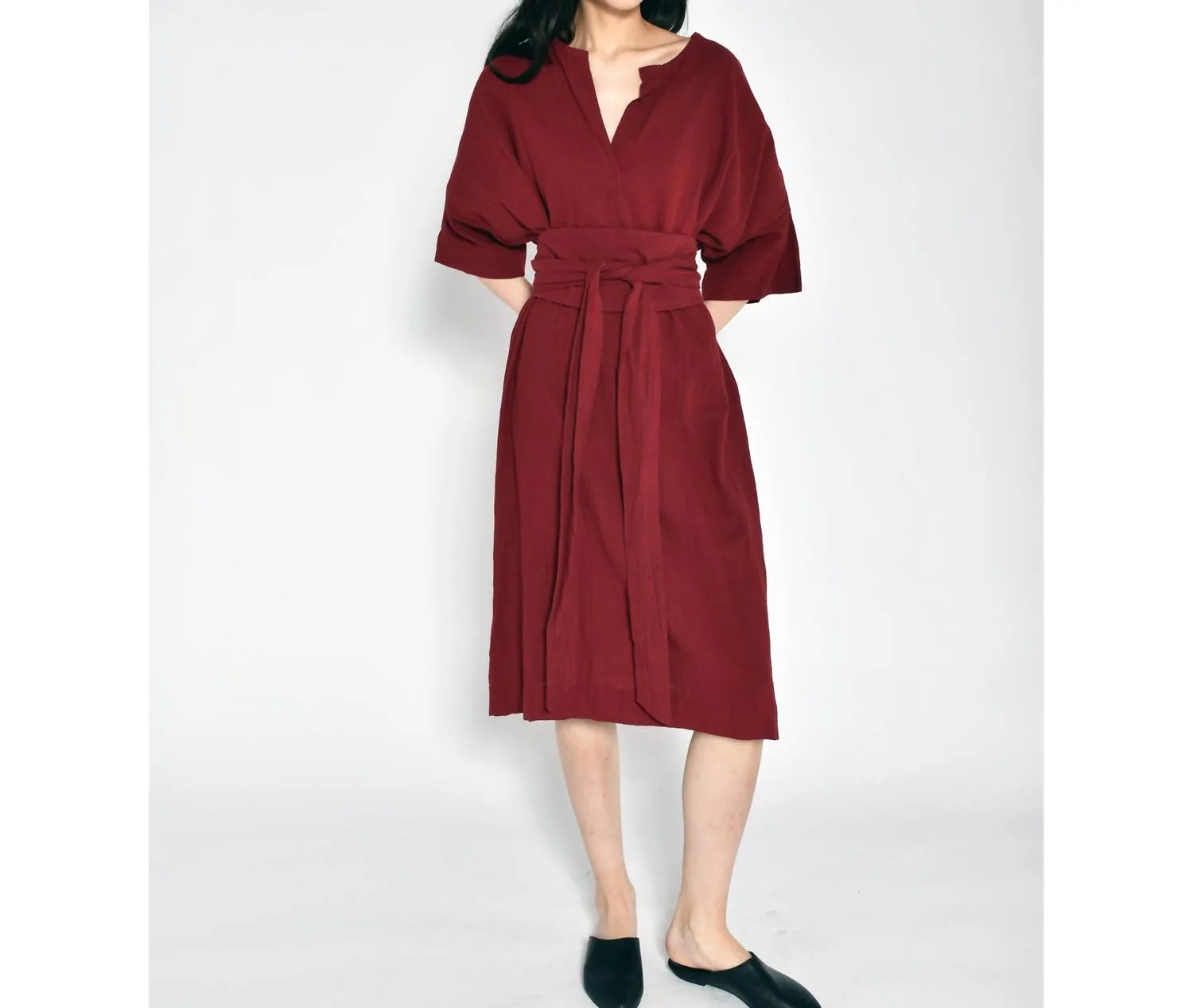 Belt Dress In Garnet