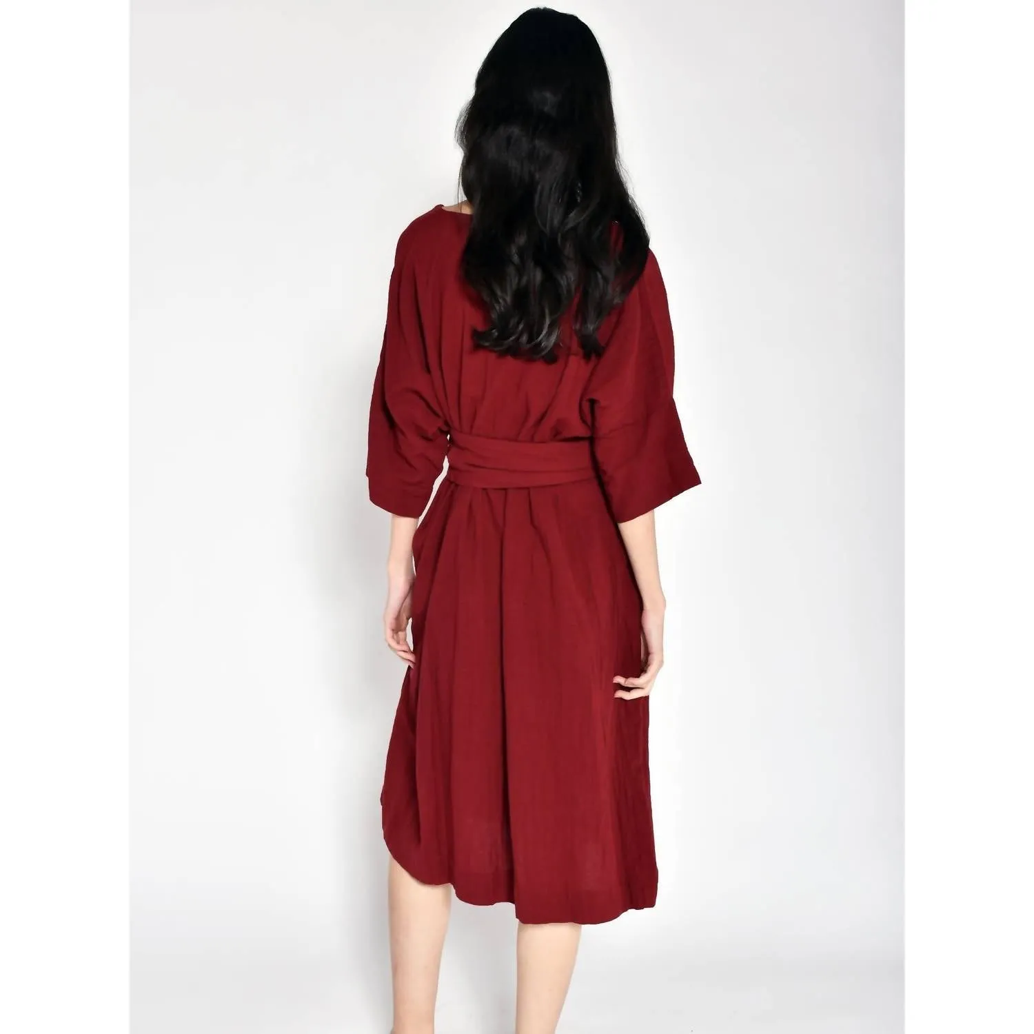 Belt Dress In Garnet
