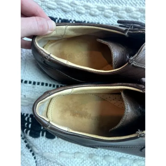 BELVEDERE Duke Soft Pebble Leather Oxfords Cap Toe Dress Shoe Sz 11 Brown