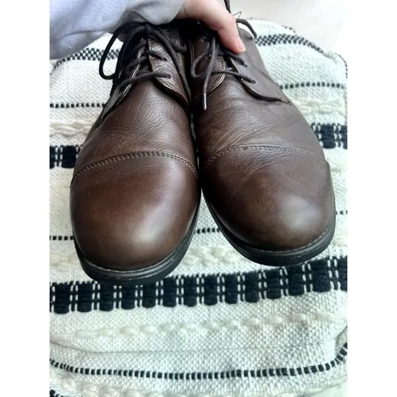 BELVEDERE Duke Soft Pebble Leather Oxfords Cap Toe Dress Shoe Sz 11 Brown