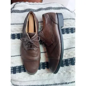BELVEDERE Duke Soft Pebble Leather Oxfords Cap Toe Dress Shoe Sz 11 Brown