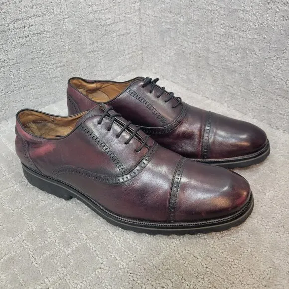 Belvedere Stirling Mens Size 11 D US Burgundy Leather Cap Toe Oxfords Shoes