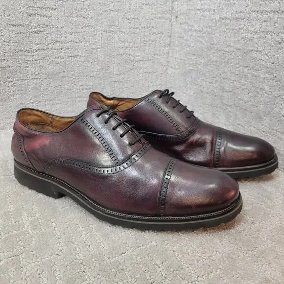 Belvedere Stirling Mens Size 11 D US Burgundy Leather Cap Toe Oxfords Shoes