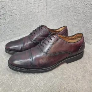 Belvedere Stirling Mens Size 11 D US Burgundy Leather Cap Toe Oxfords Shoes