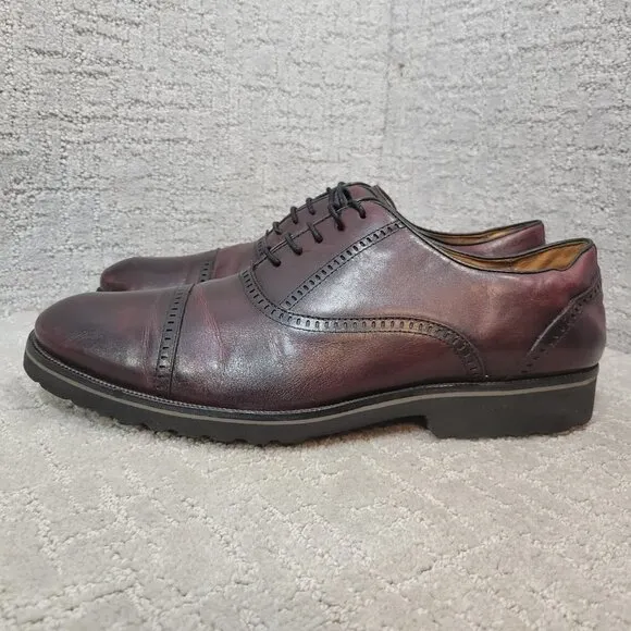 Belvedere Stirling Mens Size 11 D US Burgundy Leather Cap Toe Oxfords Shoes