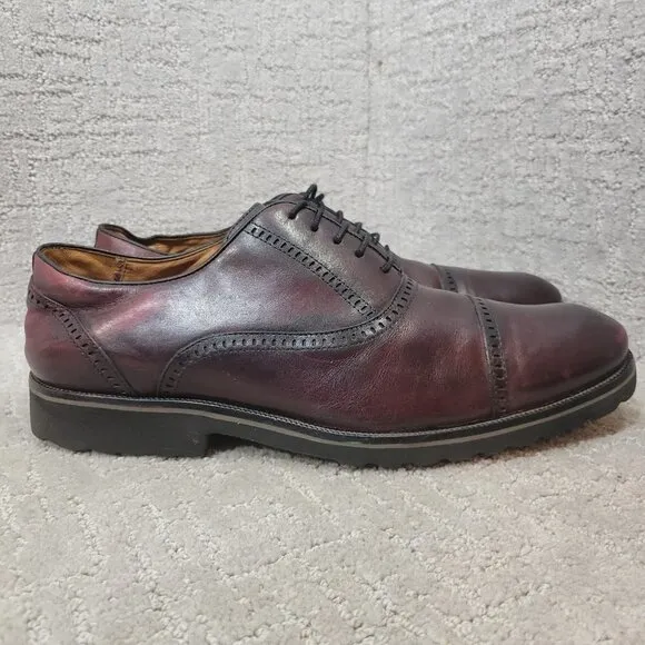 Belvedere Stirling Mens Size 11 D US Burgundy Leather Cap Toe Oxfords Shoes