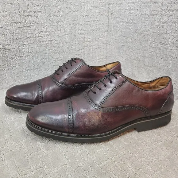 Belvedere Stirling Mens Size 11 D US Burgundy Leather Cap Toe Oxfords Shoes