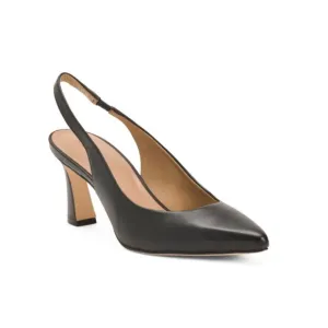 BERNARDO Black Made In Brazil Leather Felicity Slingback Heels