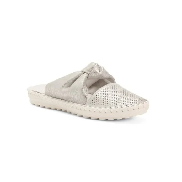 BERNIE MEV Silver Suede Knot Comfort Flat Mules