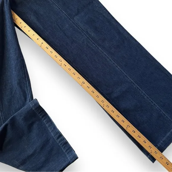 Betabrand Wide Leg Seam Front Stretch Yoga Jeans Dark Wash Denim Size XL Long