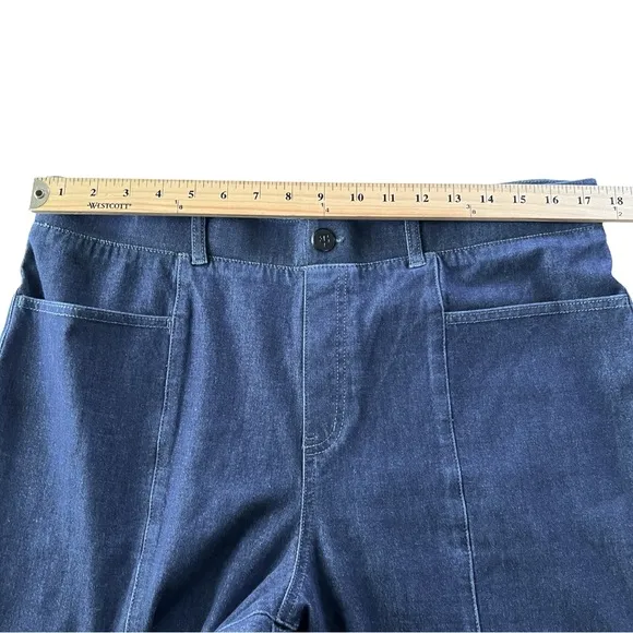 Betabrand Wide Leg Seam Front Stretch Yoga Jeans Dark Wash Denim Size XL Long