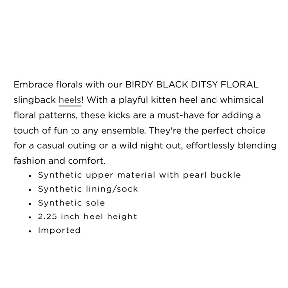 Betsey Johnson | Birdy Black Ditsy Floral Slingback Heels
