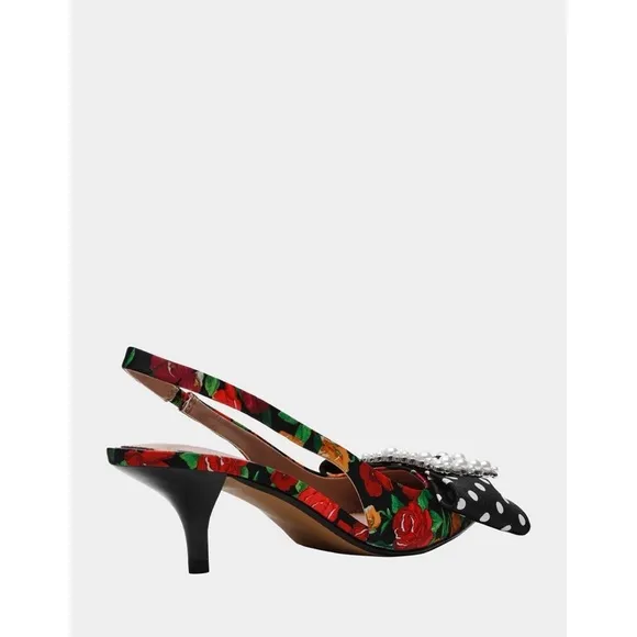 Betsey Johnson | Birdy Black Ditsy Floral Slingback Heels