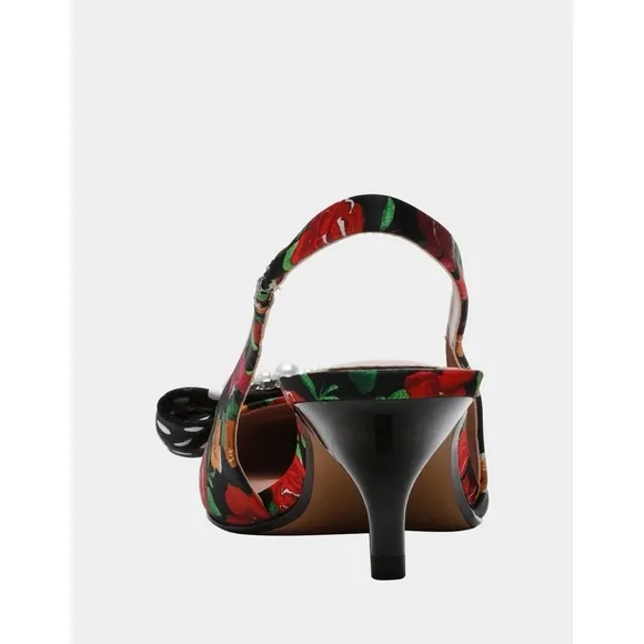 Betsey Johnson | Birdy Black Ditsy Floral Slingback Heels