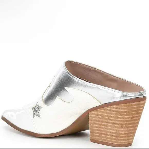 Betsy Johnson Denniss Embellished Patent Western Mules