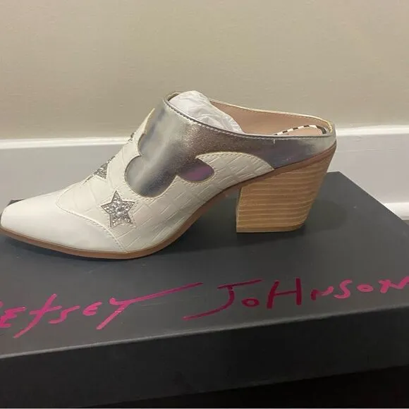 Betsy Johnson Denniss Embellished Patent Western Mules