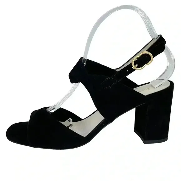 Bettye Muller Angel Black Suede Leather Womens Heels Size 8M EU40