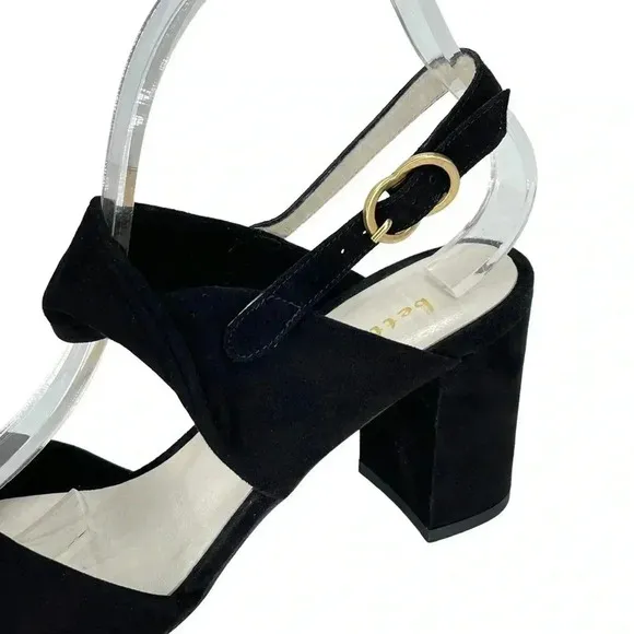 Bettye Muller Angel Black Suede Leather Womens Heels Size 8M EU40