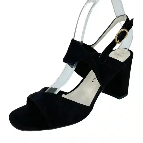 Bettye Muller Angel Black Suede Leather Womens Heels Size 8M EU40