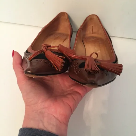 BETTYE MULLER SHOES PUMPS HEELS BROWN LEATHER BLACK SUEDE ITALY Size 36.5