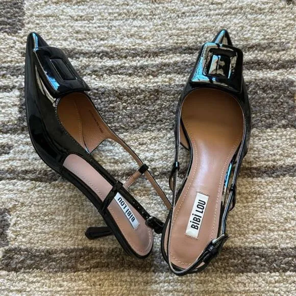 Bibi Lou Robin Patent Leather Kitten Heels
