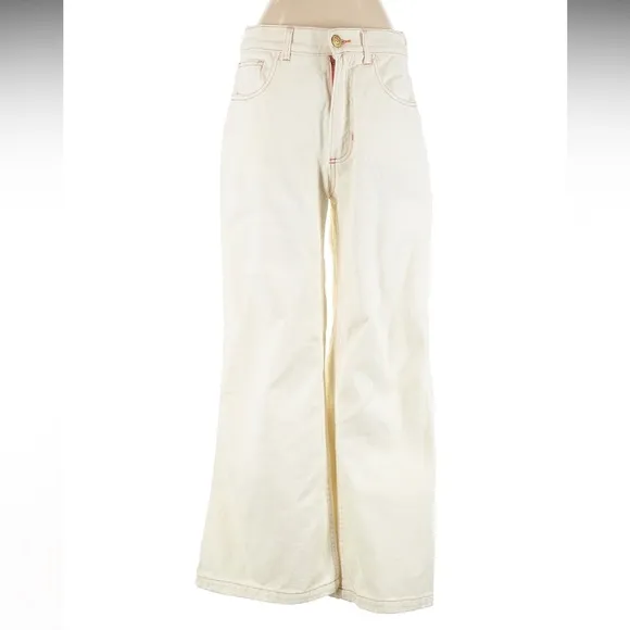 Big Bud Press Limited Wide Leg Denim Jeans Vintage White Size 26