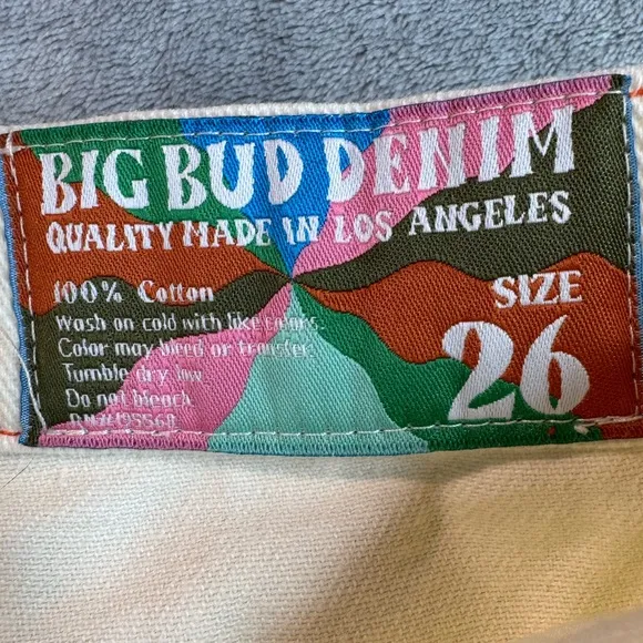 Big Bud Press Limited Wide Leg Denim Jeans Vintage White Size 26