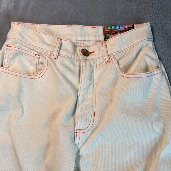 Big Bud Press Limited Wide Leg Denim Jeans Vintage White Size 26
