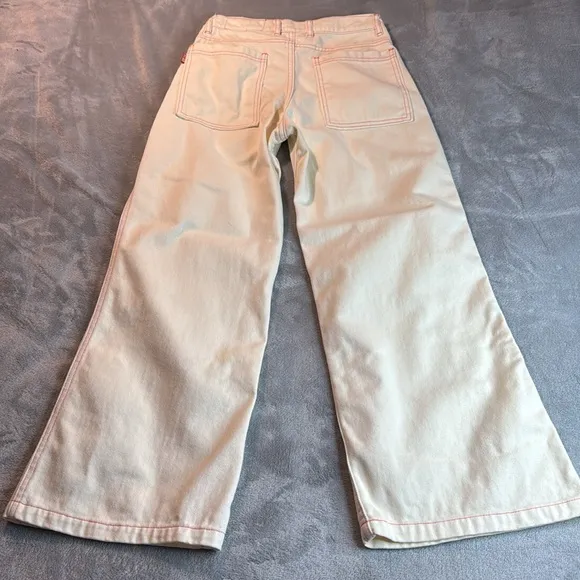 Big Bud Press Limited Wide Leg Denim Jeans Vintage White Size 26