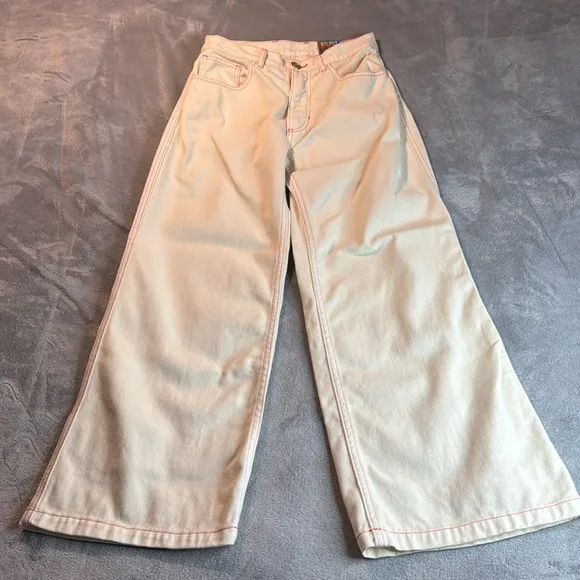 Big Bud Press Limited Wide Leg Denim Jeans Vintage White Size 26