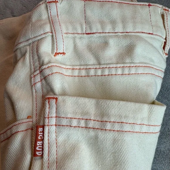 Big Bud Press Limited Wide Leg Denim Jeans Vintage White Size 26