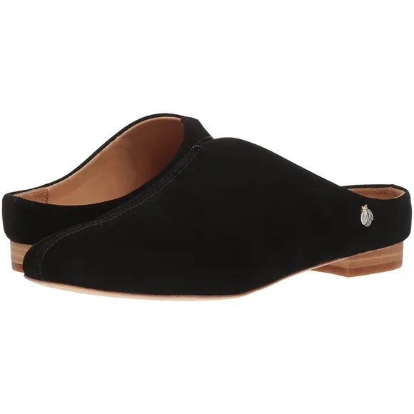 Bill Blass Landers Black Suede Leather Mules Flat