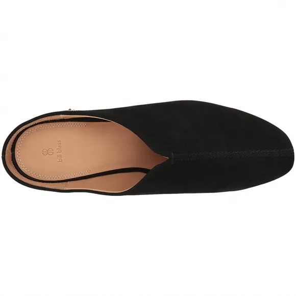 Bill Blass Landers Black Suede Leather Mules Flat