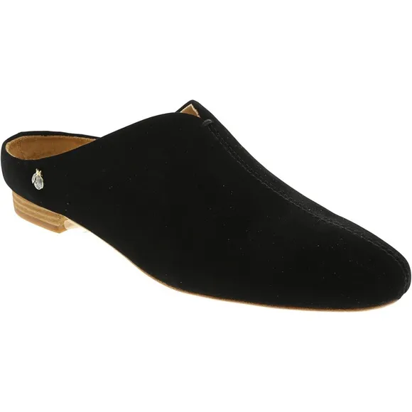Bill Blass Landers Black Suede Leather Mules Flat