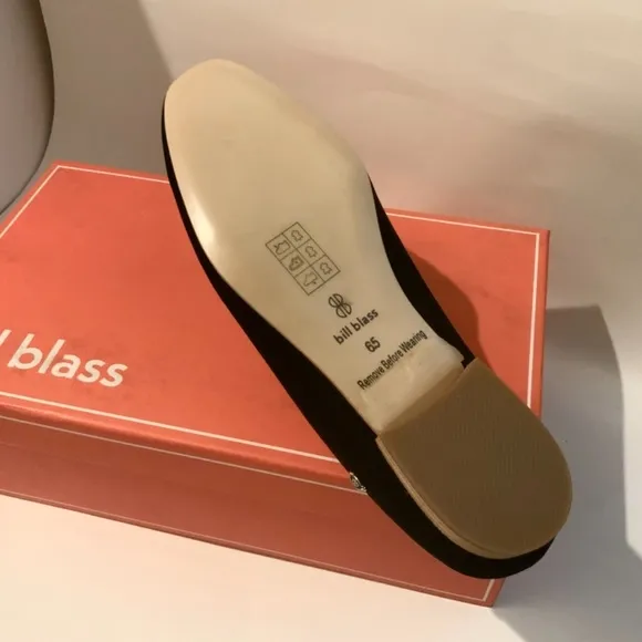 Bill Blass Landers Black Suede Leather Mules Flat
