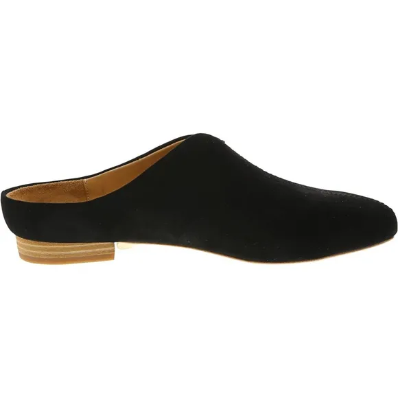 Bill Blass Landers Black Suede Leather Mules Flat