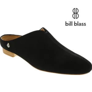 Bill Blass Landers Black Suede Leather Mules Flat
