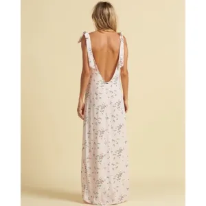 Billabong x Salty Blonde Beach Party Floral Pink Open Back Maxi Slip Dress