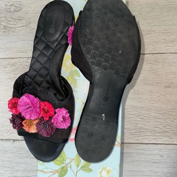 Birdies Black and Pink Floral Sandals
