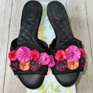 Birdies Black and Pink Floral Sandals
