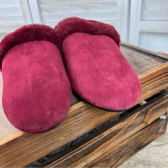 Birdies Merlot Fur Lined Songbird Mules 7.5