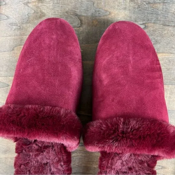 Birdies Merlot Fur Lined Songbird Mules 7.5