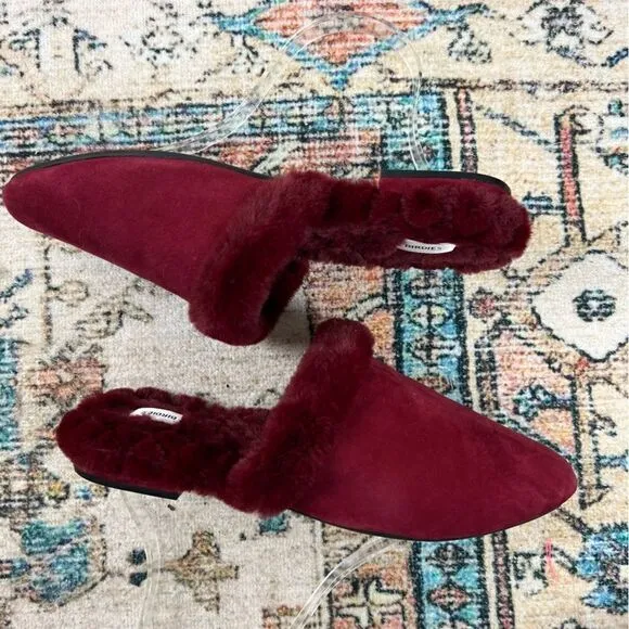 Birdies Merlot Fur Lined Songbird Mules 7.5